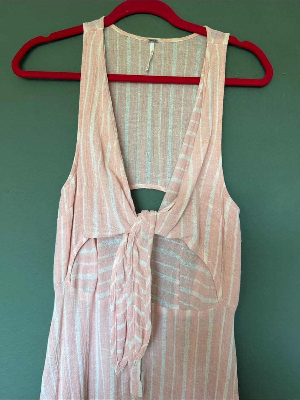 Free People Sleeveless Pink Striped Buttoned & Tie-Front Maxi Dress Size M